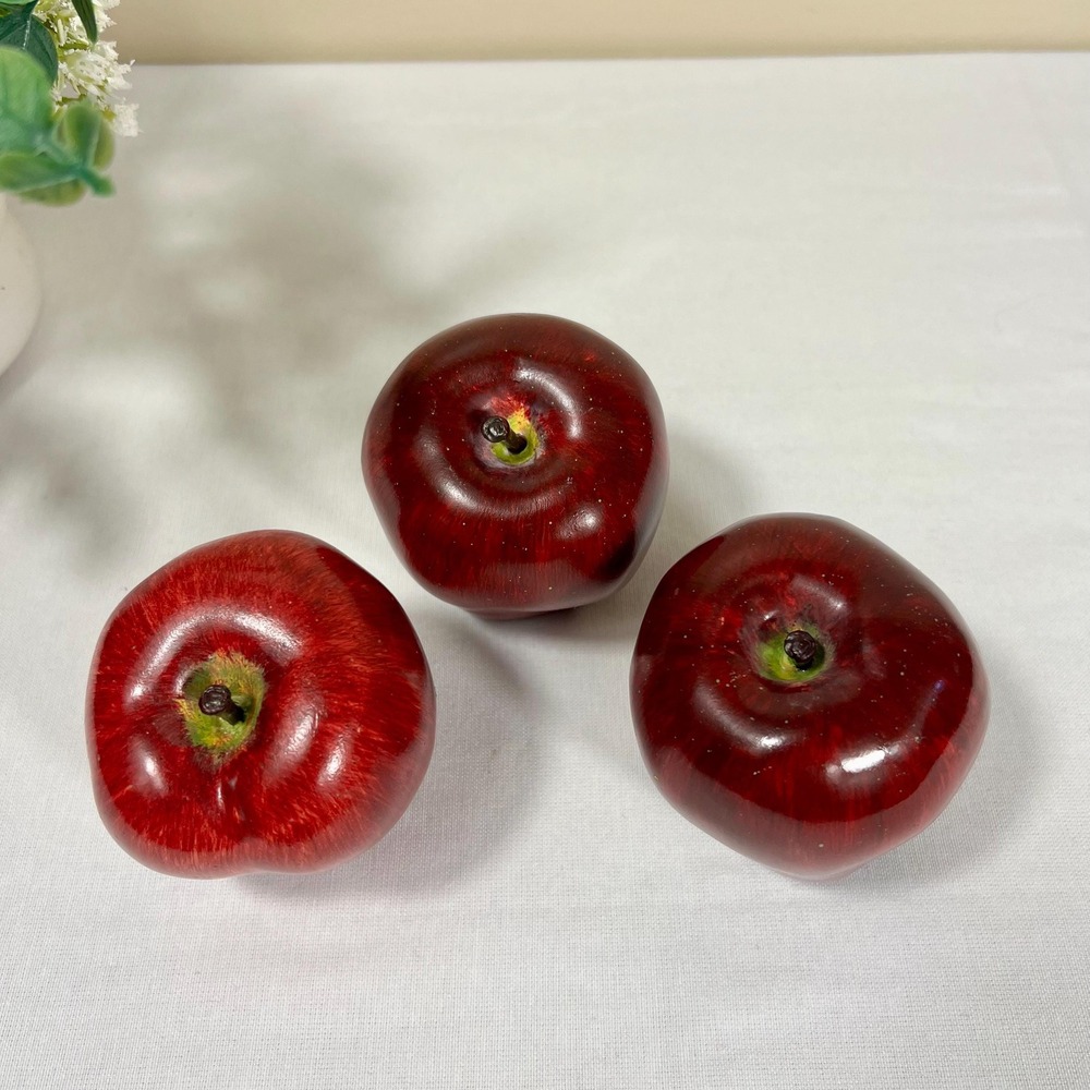 Ceramic Heavy Faux Apple Decor Figurines | Set of 3 | Teachers Gift - Picture 5 of 8